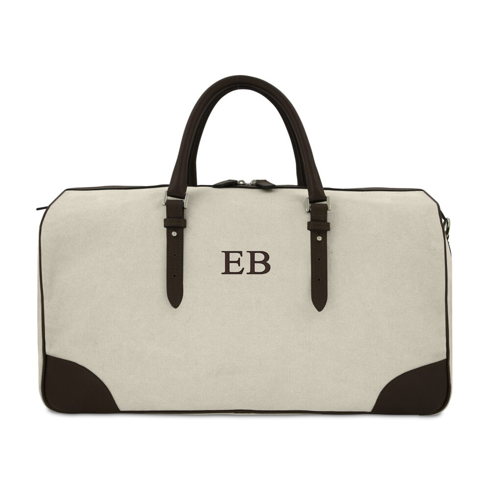 Borsone Weekend Tessuto Personalizzato con Iniziali, Personalized Fabric Weekend Bag with Initials